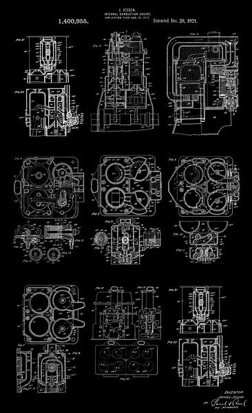 Blueprint of the Jessen Combustion Engine (1921) - Mechanical Art in Detail by Zeger Knops