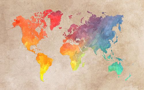 Wereldkaart 44 kleuren #kaart #wereldkaart