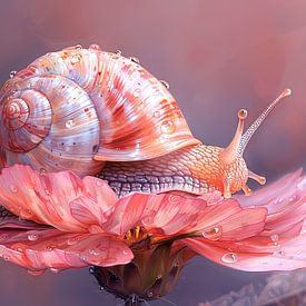 Snail on flower by Carla van Zomeren