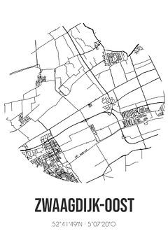 Zwaagdijk-Oost (Noord-Holland) | Karte | Schwarz und Weiß von Rezona