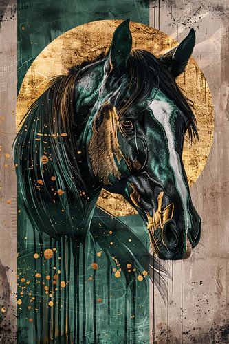 Elegant en dynamisch schilderij van paard