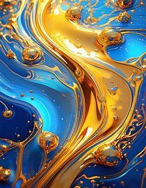 Goud en blauw met patroon
