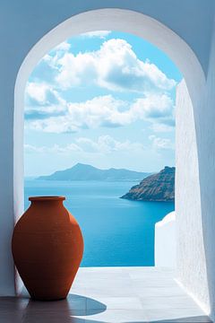 Sea view through an arch with jug by Poster Art Shop