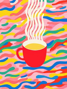 Optimistische koffiepauze | Pop Art van Frank Daske | Foto & Design