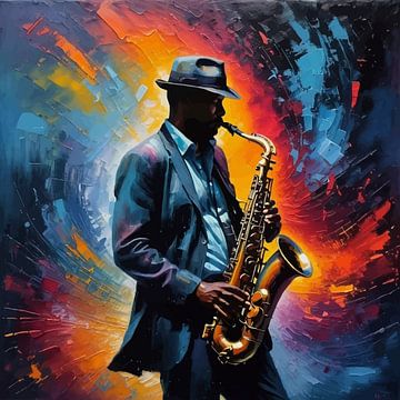 Abstrakt Saxophon Rhythmus - Silhouette Kunstwerk