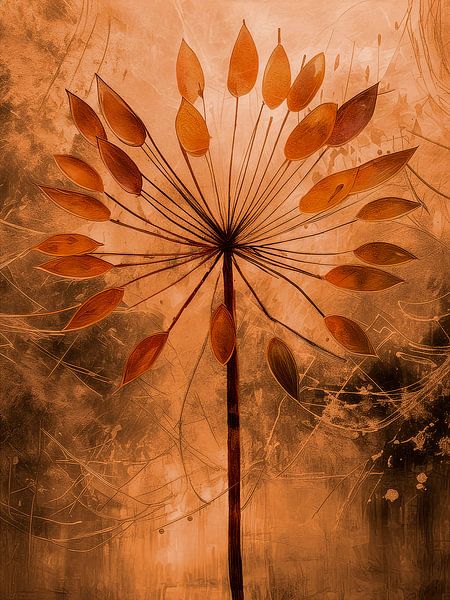 Autumn: Abstract dandelion in warm gold tones by Studio Pieternel