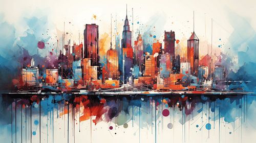 Panorama van de stad van kleur, kleuren kunst design