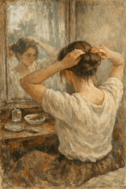 Rituel matinal devant le miroir