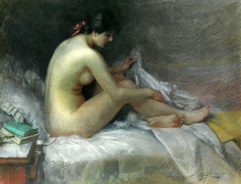 Delphin Enjolras,Naakt op een bed van finemasterpiece