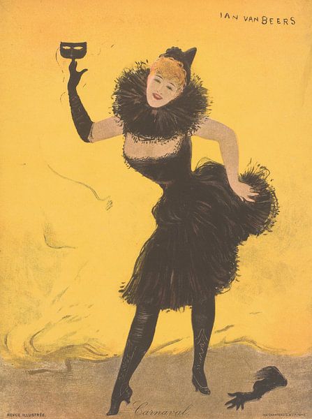 Femme en costume de carnaval tenant un masque, Jan van Beers par Des maîtres magistraux