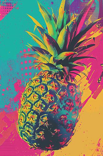Kleurrijke ananas pop-art print