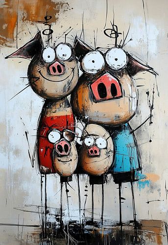 Pig Family by Eye catching paintings