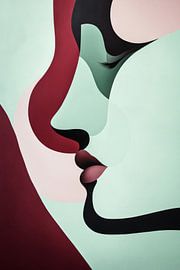 Portrait abstrait d'une femme aux formes fluides et aux contrastes marqués sur Eva Lee