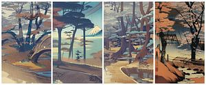 Arbres dans le style d'Ando Hiroshige sur Nop Briex