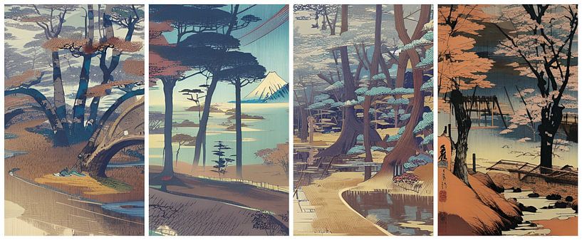 Trees in Ando Hiroshige style by Nop Briex