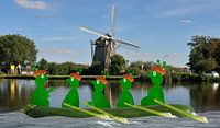 Grüntyers roeien vier langs de Amstel.
