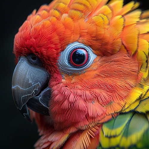 Macro Close View of Sun Conure Parrot Eye