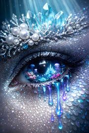 Œil océanique surréaliste avec couronne de cristal – Art fantastique sur Faheem Beigh