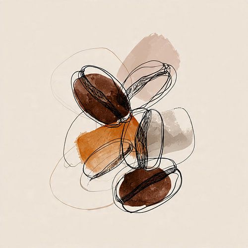 Coffee beans in watercolour no. 2