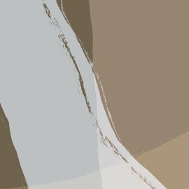 Art abstrait. Lignes en blanc, brun, taupe I sur Dina Dankers