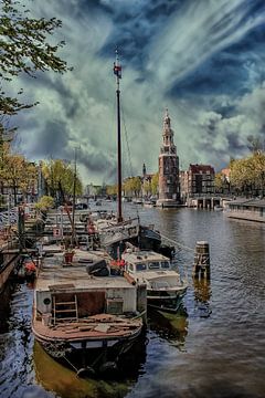 Douves, nuages, Amsterdam, Pays-Bas sur Maarten Kost