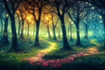 Forêt magique des contes de fées Illustration de fond sur Animaflora PicsStock