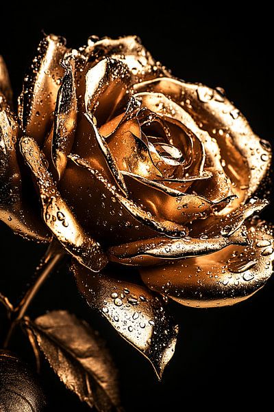 Luxus Gold Rose Nahaufnahme Kunst von Imperial Art House