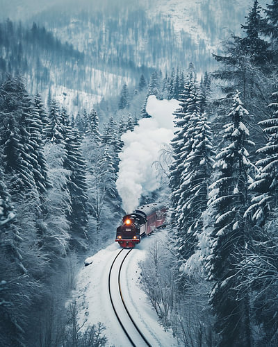 Historischer Zug im Winterwald