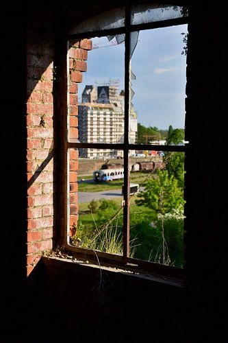 A view through a broken window