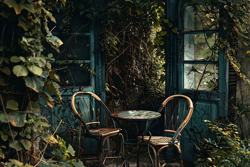 Abandoned terrace in rustic nature setting by Art & Soul Creations