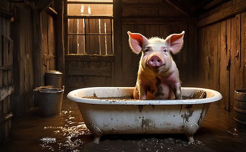 Varken in modderbad...