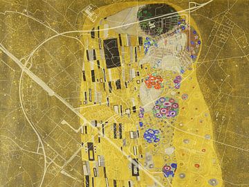 Kaart van Veghel met de Kus van Gustav Klimt van Map Art Studio