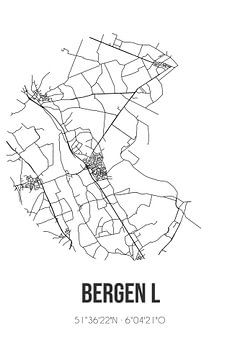 Bergen L (Limburg) | Karte | Schwarz und weiß von Rezona