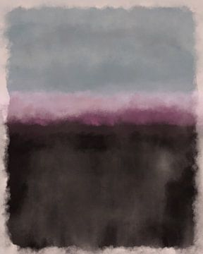 Grijsblauw, lichtpaars, zwart. Kleurenveldschilderij geïnspireerd door Mark Rothko. van Dina Dankers