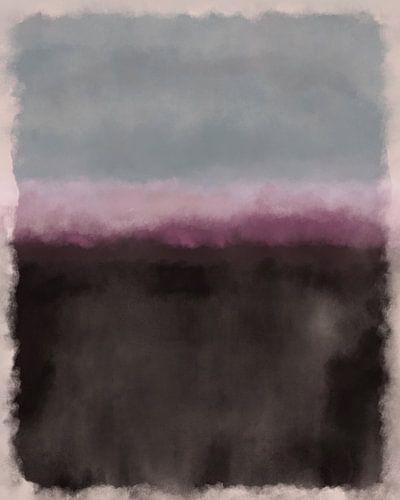 Grijsblauw, lichtpaars, zwart. Kleurenveldschilderij geïnspireerd door Mark Rothko.
