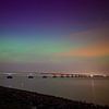 De Zeelandbrug met noorderlicht van Jan Jongejan
