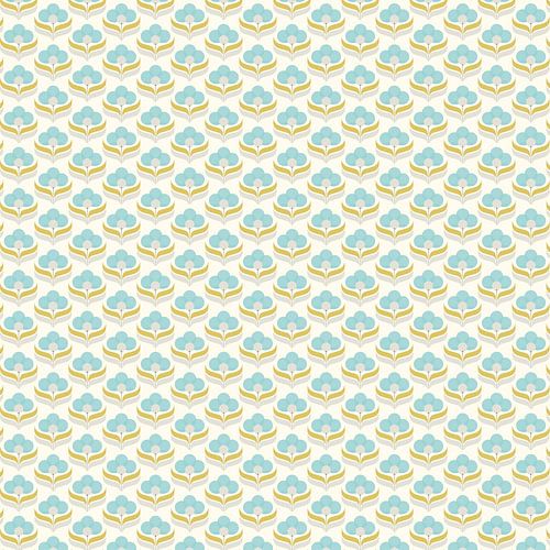 Retro flower power - KLEIN - 1970er Jahre Gelbe und orangefarbene Blumen