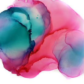 Abstrait rose turquoise sur Stephanie Bos