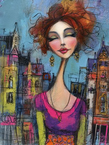 Woman with colourful clothes