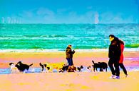 Honden uitlaten op het strand van Frans Van der Kuil thumbnail