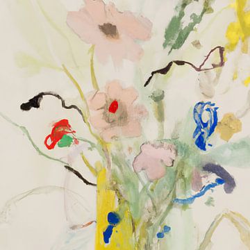 Wilde bloemen, abstract in pastel van Studio Allee