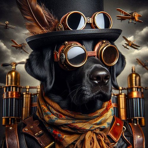 Labrador met vliegtuigen