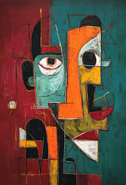 Expressions géométriques de visages colorés sur La collection ARTEO