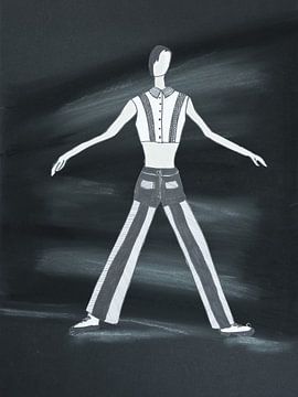 Mode Illustratie 2 | zwart-wit van Henriëtte Mosselman