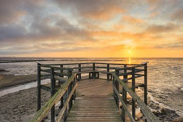 Uitkijkplatform in de Waddenzee op Amrum van Michael Valjak