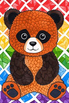 Kleurrijk Pop Art Panda met Diamanten van Imperial Art House