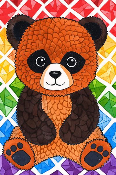 Colourful Pop Art Panda with Diamonds by Imperial Art House