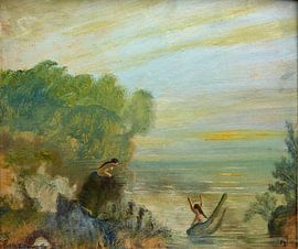 Louis Eilshemius, Sonnenuntergang, nackt im Wasser - 1920 von Atelier Liesjes