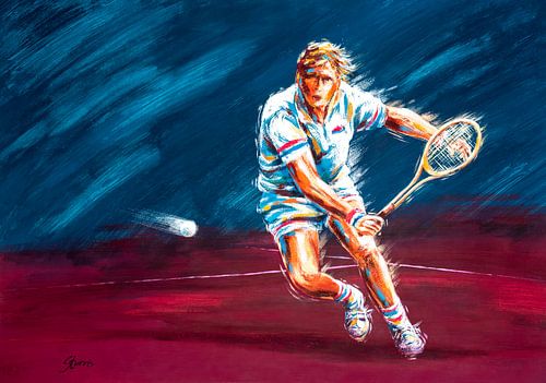 Le joueur de tennis - acrylique sur papier sur Galerie Ringoot