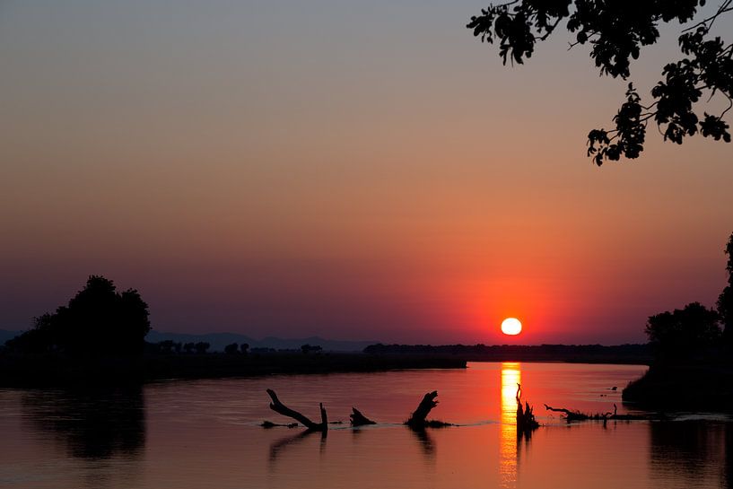 Zonsopgang over de Zambezi van Angelika Stern